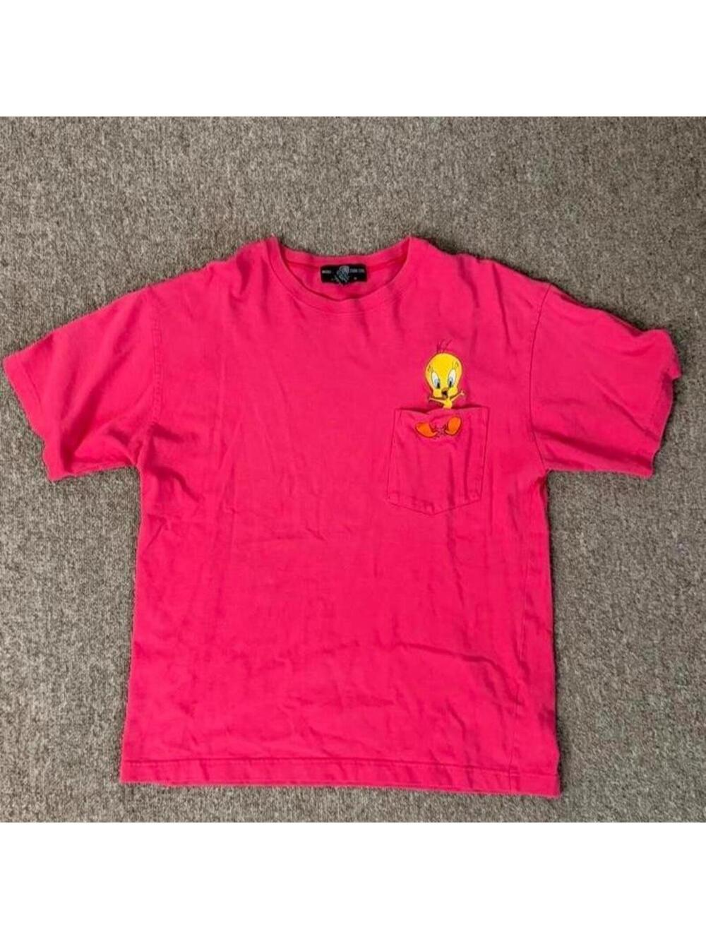 Vintage Pink Tweety Bird pocket tee size M #cartoon #tee